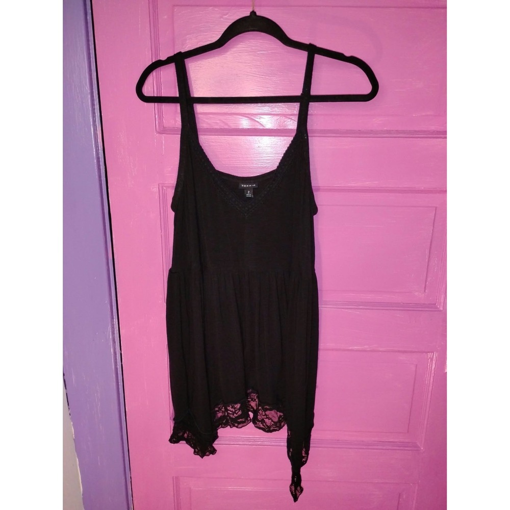 Torrid Size 2 Black Grunge Fairy Babydoll Tank Top Whimsigoth Goth Boho Flaws 2X